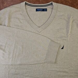 Nautica Men’s Navtech V-Neck Sweater, Tan, 6XL